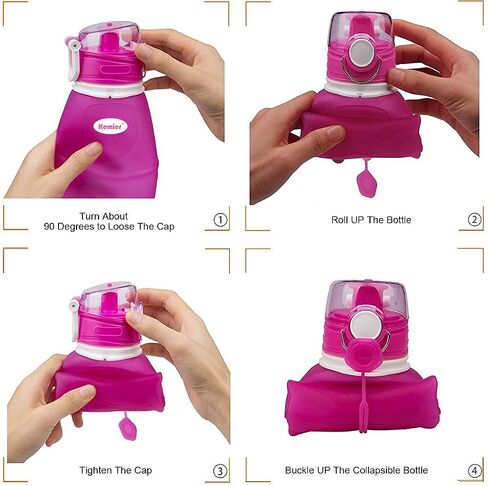 Kemier Collapsible Silicone Water Bottles-750ML,Medical Grade,BPA Free Travel Water Bottle Can Roll Up,26oz,Leak Proof Foldable Sports & Outdoor Water Bottles in Saudi Arabia