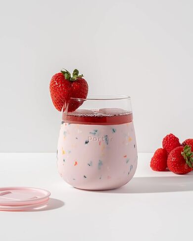 W&P Porter Wine Cocktail Glass w/Protective Silicone Sleeve Terrazzo Blush 15 Ounces On-the-Go Reusable Portable Dishwasher Safe in Saudi Arabia