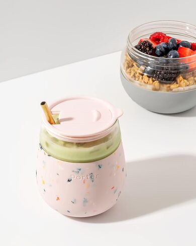 W&P Porter Wine Cocktail Glass w/Protective Silicone Sleeve Terrazzo Blush 15 Ounces On-the-Go Reusable Portable Dishwasher Safe in Saudi Arabia