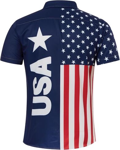 uideazone Mens 4th of July American Flag Patriotic Shirt USA Short Sleeve Button Up Independence Day Shirt M-XXL in Saudi Arabia