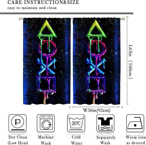 KKH Video Game Art Blackout Curtains for Room Decor, Gaming Modern Buttons Creativity Gamepad Rod Pocket Thermal Insulated Drapes Darkening Window Curtain Drape for Boys Bedroom W42xL63 Inch in Saudi Arabia