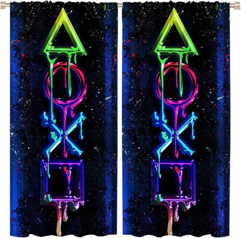 KKH Video Game Art Blackout Curtains for Room Decor, Gaming Modern Buttons Creativity Gamepad Rod Pocket Thermal Insulated Drapes Darkening Window Curtain Drape for Boys Bedroom W42xL63 Inch in Saudi Arabia