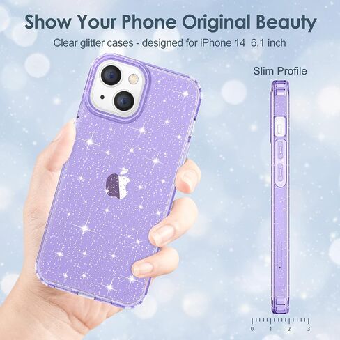 Hython Case for iPhone 14 Case Glitter, Cute Sparkly Clear Glitter Shiny Bling Sparkle Cover, Anti-Scratch Soft TPU Thin Slim Fit Shockproof Protective Phone Cases for Women Girls, Clear Glitter in Saudi Arabia