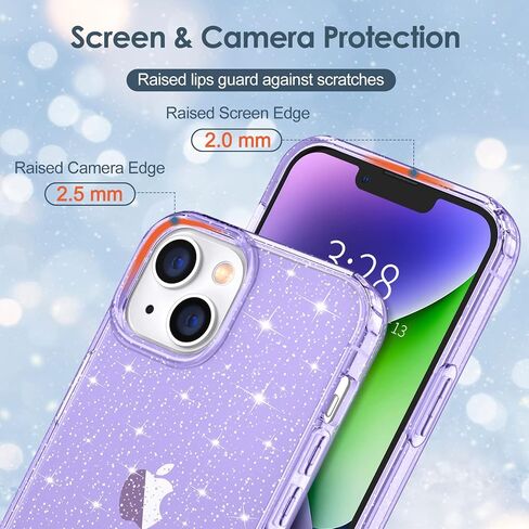 Hython Case for iPhone 14 Case Glitter, Cute Sparkly Clear Glitter Shiny Bling Sparkle Cover, Anti-Scratch Soft TPU Thin Slim Fit Shockproof Protective Phone Cases for Women Girls, Clear Glitter in Saudi Arabia