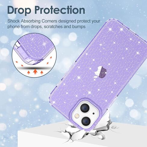 Hython Case for iPhone 14 Case Glitter, Cute Sparkly Clear Glitter Shiny Bling Sparkle Cover, Anti-Scratch Soft TPU Thin Slim Fit Shockproof Protective Phone Cases for Women Girls, Clear Glitter in Saudi Arabia