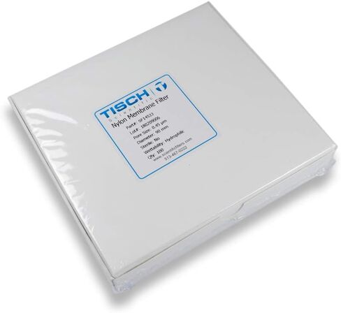 Tisch Brand SF14533 مرشح غشاء نايلون، 0.45um، 90 مم 1/pk/100 لكل عبوة | قابلية التبلل: محبة للماء | الحد الأقصى لدرجة حرارة التشغيل: 100 درجة مئوية | معدل التدفق: 8 (مل/دقيقة@10 رطل لكل بوصة مربعة) | in Kuwait