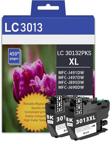 LC3013BK LC3013XL LC3013 XL Black Printer Ink Cartridge Replacement for Brother LC 3013 LC3011 LC-3013 XL Ink Compatible with Brother MFC-J491DW MFC-J497DW MFC-J690DW MFC-J895DW（2 Black）… in Kuwait