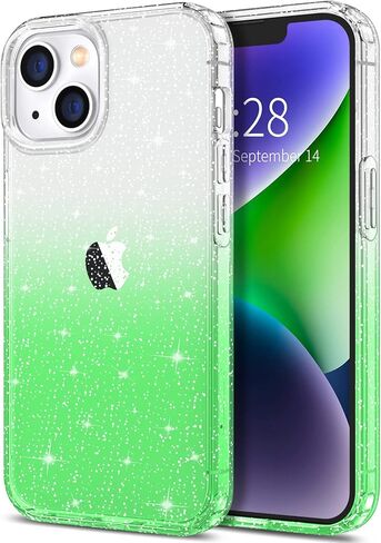 Hython Case for iPhone 14 Case Glitter, Cute Sparkly Clear Glitter Shiny Bling Sparkle Cover, Anti-Scratch Soft TPU Thin Slim Fit Shockproof Protective Phone Cases for Women Girls, Clear Glitter in Kuwait