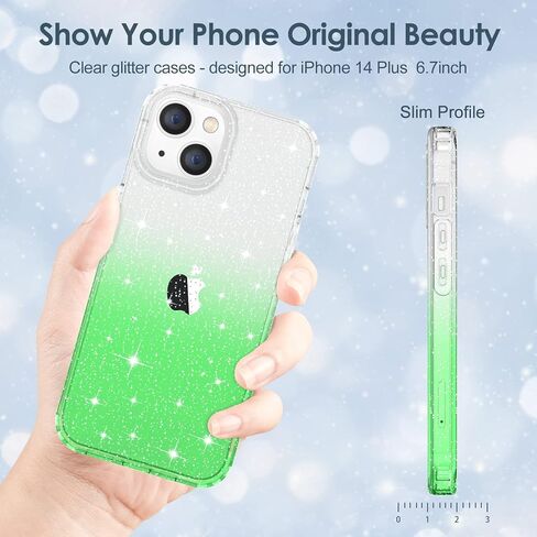 Hython Case for iPhone 14 Case Glitter, Cute Sparkly Clear Glitter Shiny Bling Sparkle Cover, Anti-Scratch Soft TPU Thin Slim Fit Shockproof Protective Phone Cases for Women Girls, Clear Glitter in Kuwait