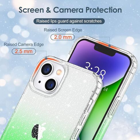 Hython Case for iPhone 14 Case Glitter, Cute Sparkly Clear Glitter Shiny Bling Sparkle Cover, Anti-Scratch Soft TPU Thin Slim Fit Shockproof Protective Phone Cases for Women Girls, Clear Glitter in Kuwait