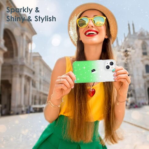 Hython Case for iPhone 14 Case Glitter, Cute Sparkly Clear Glitter Shiny Bling Sparkle Cover, Anti-Scratch Soft TPU Thin Slim Fit Shockproof Protective Phone Cases for Women Girls, Clear Glitter in Kuwait
