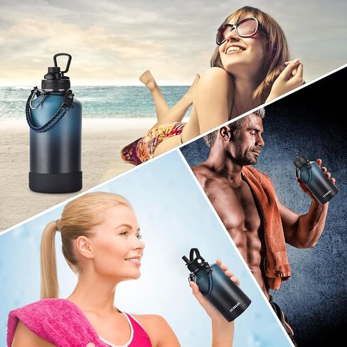 32oz Water Bottle with Paracord Handle & Carrier Bag &Silicone Boot, Double Wall Vacuum Stainless Steel Insulated Jug with Sleeve,Straw Spout Flip Lids, Large Sports Flask Keep Cold & Hot in Saudi Arabia