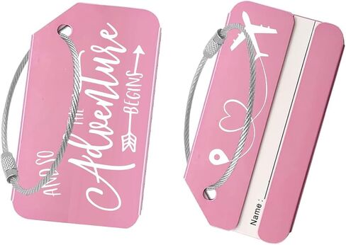 Adventure Begins Metal Luggage Tag - Stylish Travel Accessory for Globetrotters, Perfect Wedding, Birthday & All Occasion Gifts (Black) in Saudi Arabia