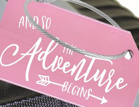Adventure Begins Metal Luggage Tag - Stylish Travel Accessory for Globetrotters, Perfect Wedding, Birthday & All Occasion Gifts (Black) in Saudi Arabia