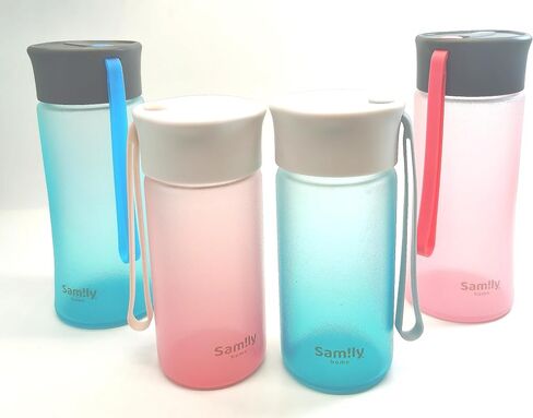 8oz/230ml Silicone Coated Small Glass Water Bottle with White Cap,Pretty and Cute(Blue Bottle) in Saudi Arabia