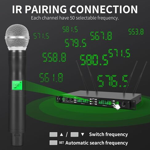XTUGA MK-230 4 قنوات تنوع حقيقي UHF نظام ميكروفون لاسلكي ميكروفون لاسلكي مع 4 ميكروفون محمول باليد بناء معدني تردد قابل للتعديل مسافة طويلة 328 قدم للمناسبات الخارجية لحفلات الكنيسة in Kuwait