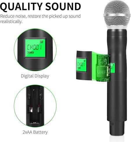 XTUGA MK-230 4 قنوات تنوع حقيقي UHF نظام ميكروفون لاسلكي ميكروفون لاسلكي مع 4 ميكروفون محمول باليد بناء معدني تردد قابل للتعديل مسافة طويلة 328 قدم للمناسبات الخارجية لحفلات الكنيسة in Kuwait