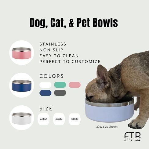 Stainless Steel, Dog/Cat/Pet Bowl for Food and Water, Blank Customizable, Non-Slip Bottom, Heavy Duty, Easy to Clean (32 oz, Teal) in Saudi Arabia