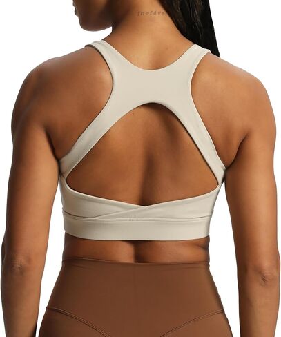 Aoxjox Women's Workout Sports Bras High Impact Fitness Backless Padded Training Gym Khloe Bra Yoga Crop Tank Top in Saudi Arabia