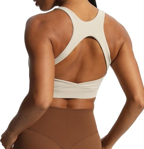 Aoxjox Women's Workout Sports Bras High Impact Fitness Backless Padded Training Gym Khloe Bra Yoga Crop Tank Top in Saudi Arabia