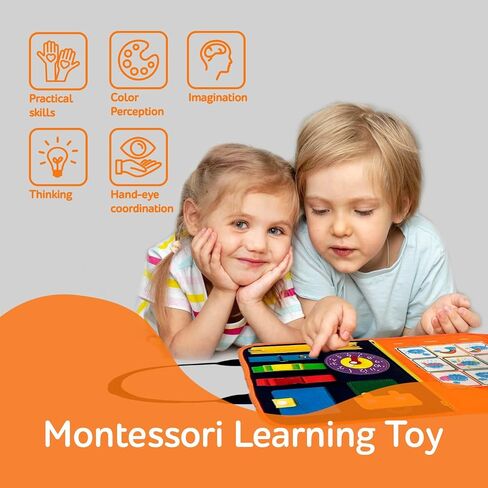 Busy Board for Toddler - Montessori Educational Toys Quiet Book - 7 in 1 Sensory Preschool Learning Activities Board - Travel Toy 2 3 4 Years Old Boys Girls Birthday Gift (Blue) in Saudi Arabia