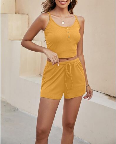 HANMAX Women's 3 Piece Outfits Matching Sets Summer Outfits Long Cardigan Knit Crop Tops and Shorts Tracksuit in Saudi Arabia