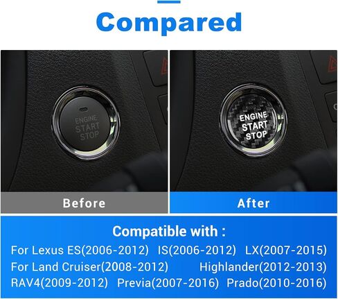 AIRSPEED Carbon Fiber Car Engine Start Button Sticker for Lexus IS250 IS200 IS300 ES350 ES330 GS350 GS300 NX300 NX200T RX350 RX300 LX RC (Red) in Saudi Arabia
