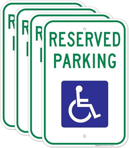 Handicap Parking Sign, Reserved Parking Sign, 12x18 Inches, 3M EGP Reflective .063 Aluminum, Fade Resistant, Made in USA by Sigo Signs in Saudi Arabia