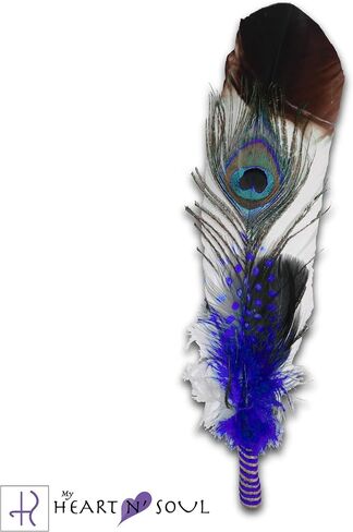 New Smudge Kit with Sage, Turkey and Peacock Feather, Unique Homecrafted Energy Cleansing Clearing Spiritual Practice House Smudging - Detailed Instructions for Beginners (Black/White) in Saudi Arabia