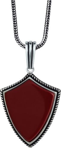 Mens Gemstone Shield Necklace, Arrowhead Gemstone Pendant, Sterling Silver Shield Necklace, Shield Pendant for Men, Birthday Gift Jewelry (White Turquoise) in Saudi Arabia