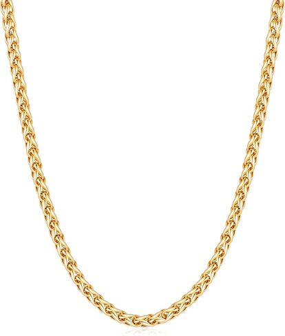 Fiusem Gold Plated Wheat Chain Necklace for Men, 2.5mm Mens Chain Necklaces, Stainless Steel Necklace Chains for Men and Women, Men Necklace Chain 16-28 Inch in Saudi Arabia