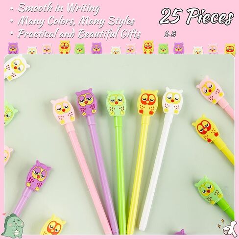 25 قطعة من أقلام البومة الكرتونية Kawaii Animal Owl Black Gel Ink Pens أقلام الجدة الممتعة للطلاب والأطفال هدايا المنزل والمدرسة واللوازم المكتبية in Saudi Arabia