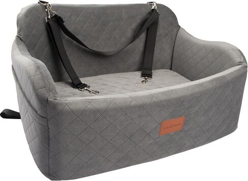 Large Dog Car Seat Up to 55lb,Two Clip-On Safety Adjustable Leashs Dog Car Bed for 2 Small Dogs,Completely detachable and washable Pet Car Seat,Easy to Install(Black/Grey, Large) in Saudi Arabia