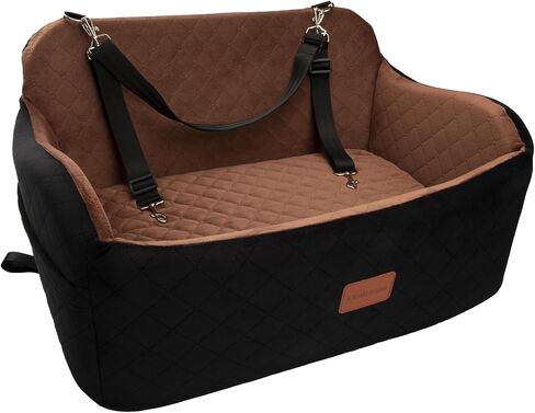 Large Dog Car Seat Up to 55lb,Two Clip-On Safety Adjustable Leashs Dog Car Bed for 2 Small Dogs,Completely detachable and washable Pet Car Seat,Easy to Install(Black/Grey, Large) in Saudi Arabia