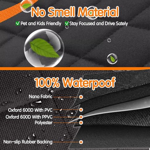 3 in 1 Split Dog Car Seat Cover for Back Seat, 100% Waterproof Dog Car Hammock with Mesh Visual Window and Storage Pocket, Back Seat Protector for Cars, Trucks, SUVs (Black, 3 in 1) in Saudi Arabia