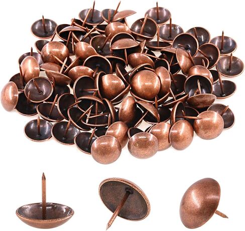 Keadic 100Pcs 1" (25mm) Antique Upholstery Tacks Furniture Nails Pins Assortment Kit for Upholstered Furniture Cork Board or DIY Projects - Red Copper in Saudi Arabia