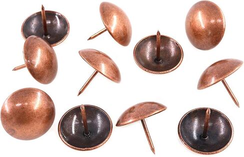 Keadic 100Pcs 1" (25mm) Antique Upholstery Tacks Furniture Nails Pins Assortment Kit for Upholstered Furniture Cork Board or DIY Projects - Red Copper in Saudi Arabia