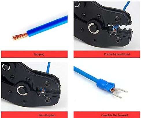 100Pcs SV1.25-3 Insulated Fork Spade Wire Connector Electrical Crimp Terminal 22-16AWG U-Type (Black) in Saudi Arabia