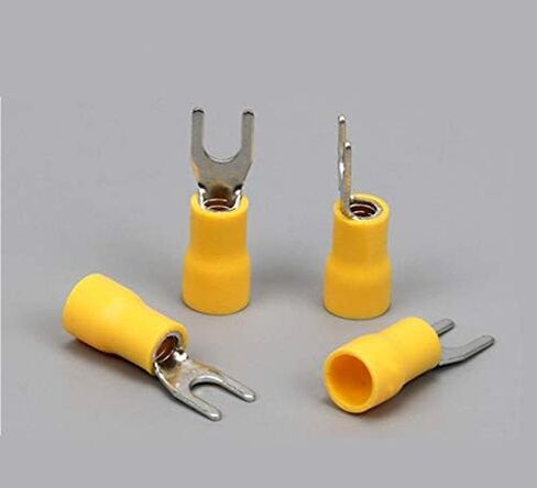 100Pcs SV1.25-3 Insulated Fork Spade Wire Connector Electrical Crimp Terminal 22-16AWG U-Type (Black) in Saudi Arabia