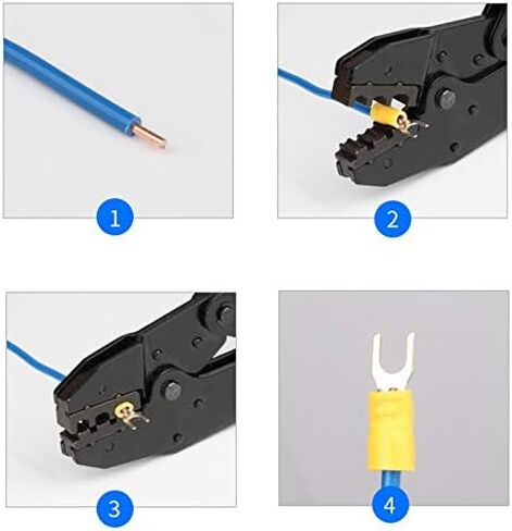 100Pcs SV1.25-3 Insulated Fork Spade Wire Connector Electrical Crimp Terminal 22-16AWG U-Type (Black) in Saudi Arabia
