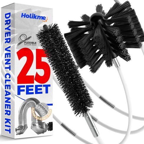 Holikme 25 Feet Dryer Vent Cleaning Brush, Lint Remover, Synthetic Brush Head, Use with or Without a Power Drill in Saudi Arabia