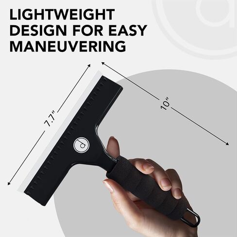 Squeegee for Shower Door, Car Windshield, and Glass Window - 2 Extra Silicone Replacement Blades - Foam Handle - Black in Saudi Arabia