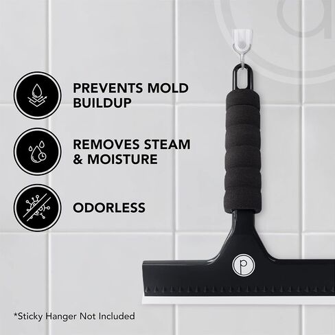 Squeegee for Shower Door, Car Windshield, and Glass Window - 2 Extra Silicone Replacement Blades - Foam Handle - Black in Saudi Arabia