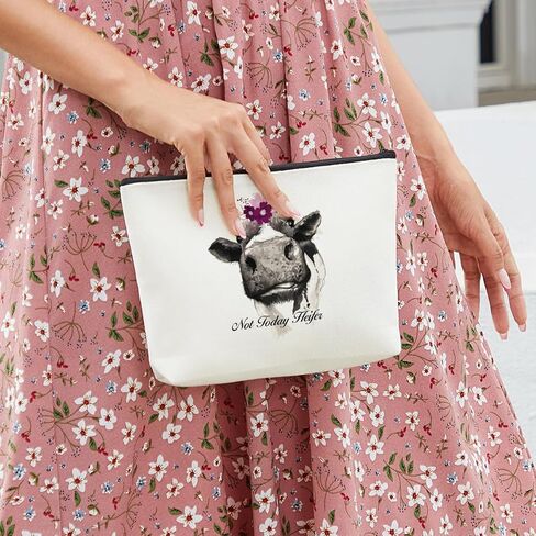 Western Makeup Bag Cow Print Stuff Cow Gifts Western Accessories for Women Birthday Graduation Friendship Cow Western Stuff for Daughter Coworker Female Sister Aunt Floral Cow Lovers Travel Organizer in Saudi Arabia