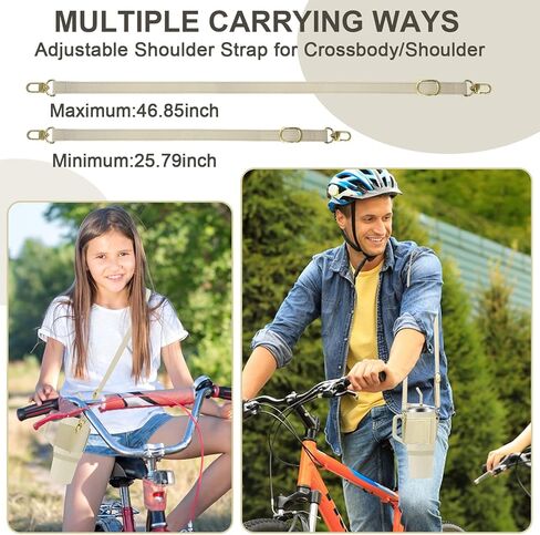 Water Bottle Holder for Stanley Tumbler with Handle, Leather Carrier Strap for 40 oz 30 oz Stanley Cup Accessories, Water Bottle Carrier with Adjustable Strap, Card Holder, Keyring (Black) in Kuwait