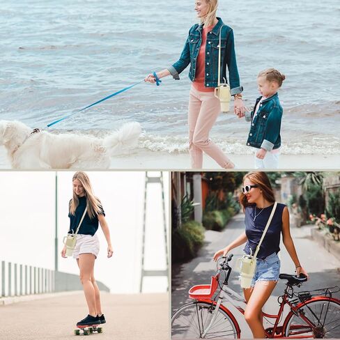 Water Bottle Holder for Stanley Tumbler with Handle, Leather Carrier Strap for 40 oz 30 oz Stanley Cup Accessories, Water Bottle Carrier with Adjustable Strap, Card Holder, Keyring (Black) in Kuwait