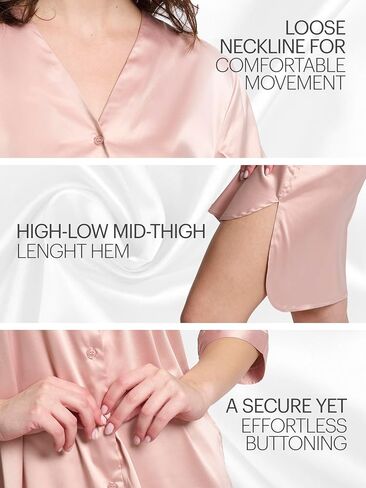 Mad Dog Satin Night Shirts for Women - Silk Like Nightshirt Pajama - Sexy Sleep Shirts, Button Down Sleepwear Nightgowns in Saudi Arabia