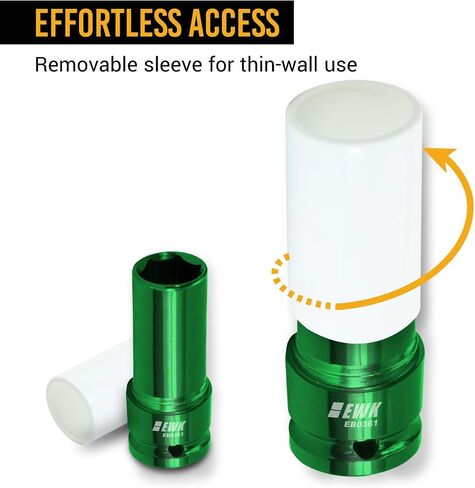 EWK 1/2" Drive 17 mm CR-MO Lug Nut Impact Socket, Non-Marring Thin Wall Wheel Rim Protector Socket in Saudi Arabia