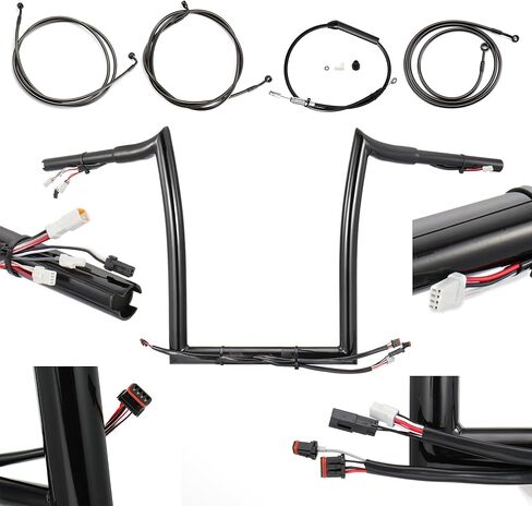 TIGERSGATE 14" Rise 1.25" Fat Ape Hanger Handlebar & Wires & Cables Complete Kit for 2021 & 2023 Harley Road Glide Models (Black） in Kuwait