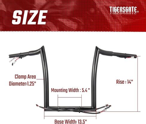 TIGERSGATE 14" Rise 1.25" Fat Ape Hanger Handlebar & Wires & Cables Complete Kit for 2021 & 2023 Harley Road Glide Models (Black） in Kuwait